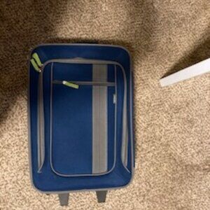 Travel Carry-on Luggage/Suit Case Blue/Lime Green clothe fabric